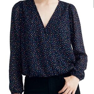 Madewell Lyric Wrap Top in Sugar Dot